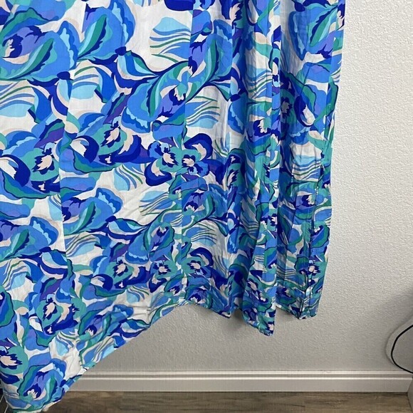 Abel The Label Anthropologie Blue Boho Smocked V Neck Maxi Dress Small Dress Up - Picture 6 of 11